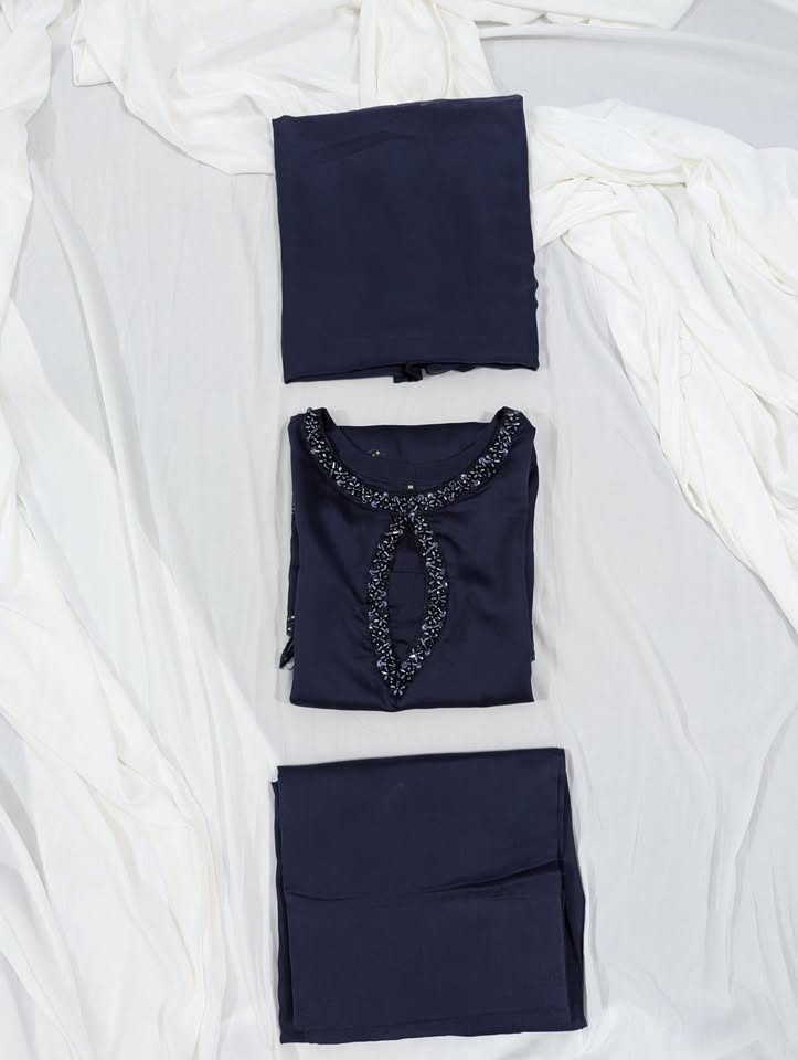 Roya Navy Blue 3 Piece Viscose Dress