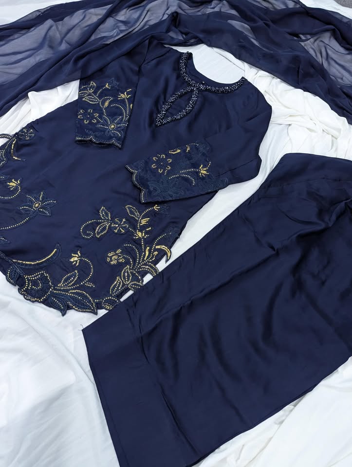 Roya Navy Blue 3 Piece Viscose Dress