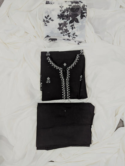 BLACK 3 PC EMBROIDERY