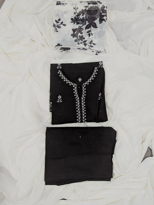 BLACK 3 PC EMBROIDERY