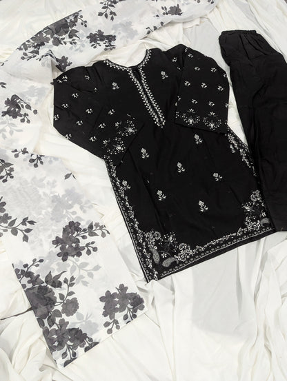 BLACK 3 PC EMBROIDERY