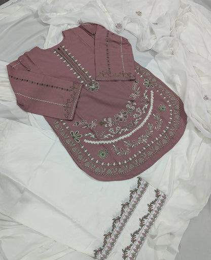 COFFEE DRESS 3 PC EMBROIDERY