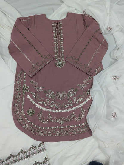 COFFEE DRESS 3 PC EMBROIDERY
