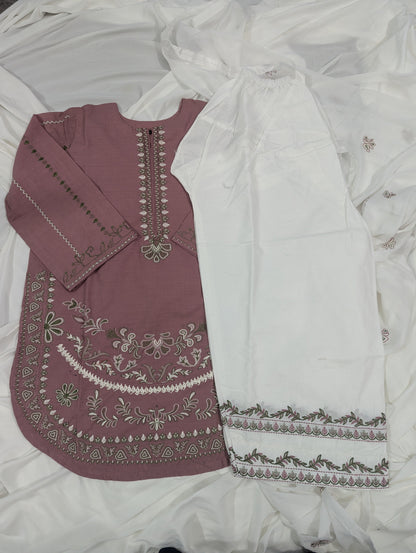 COFFEE DRESS 3 PC EMBROIDERY