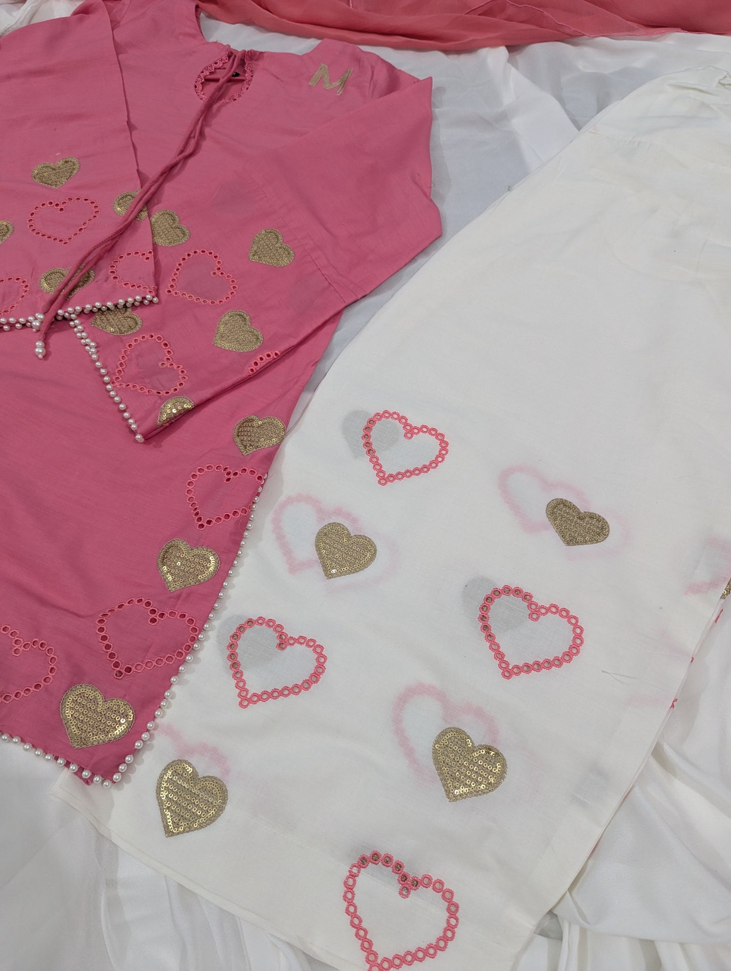 Pink Heart 3 PC EMBROIDERY