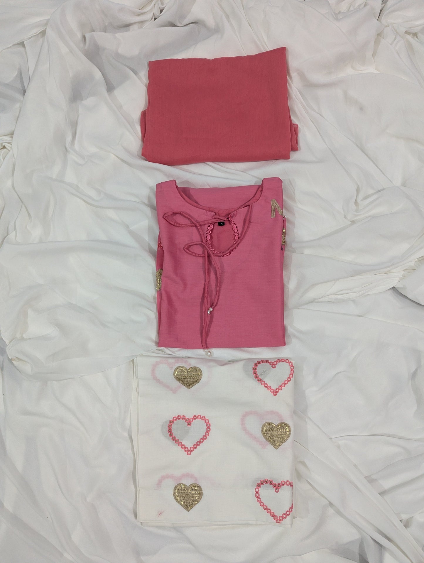 Pink Heart 3 PC EMBROIDERY