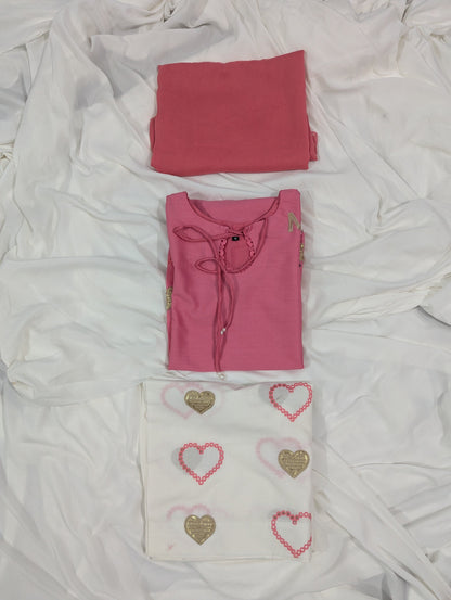 Pink Heart 3 PC EMBROIDERY