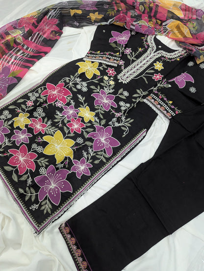 BLACK LOVE 3 PC EMBROIDERY
