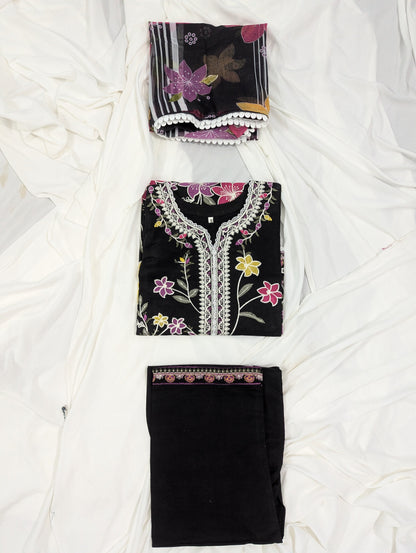BLACK LOVE 3 PC EMBROIDERY