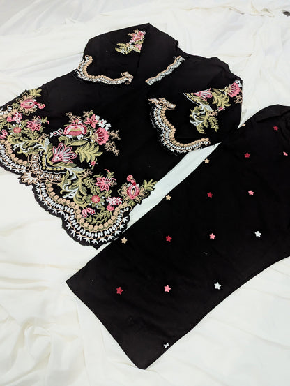 MULTI BLACK 2 PC EMBROIDERY